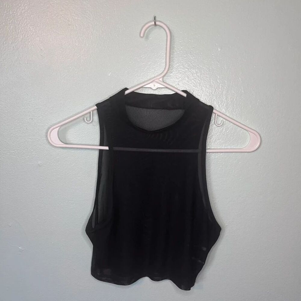 Black Sheer Mesh Sleeveless Top